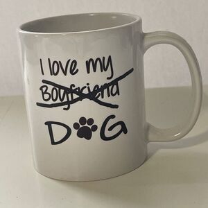 I‎ love My Boyfriend/Dog Mug, 6 oz white Ceramic